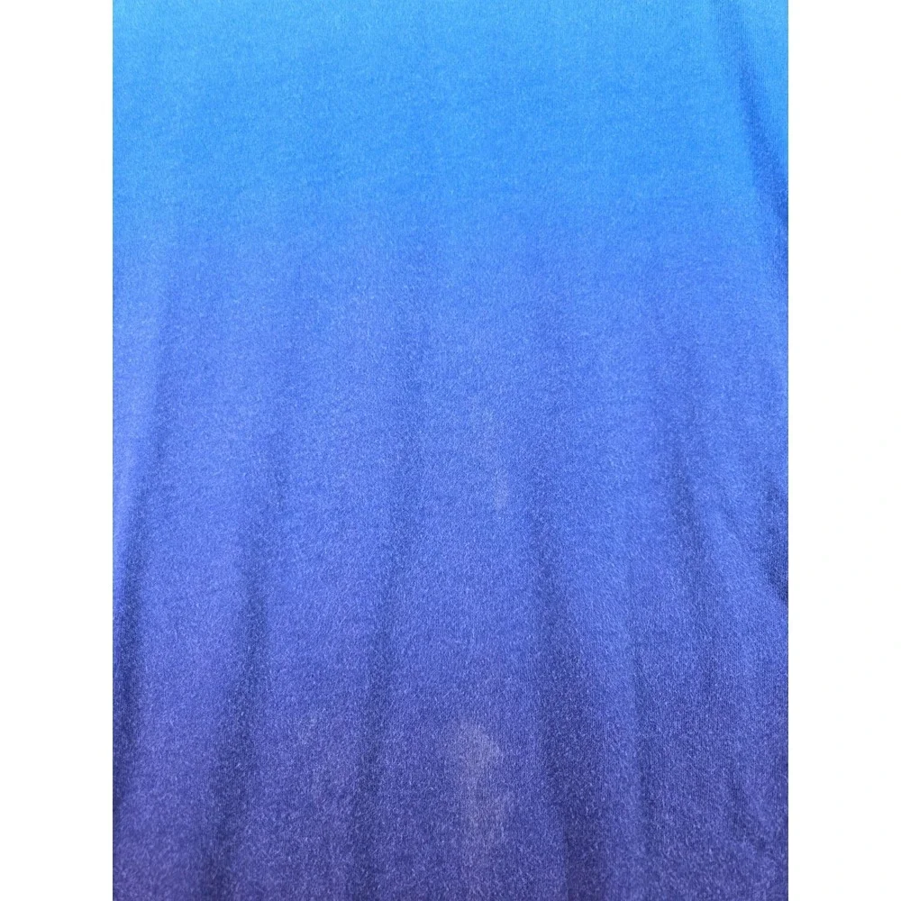 Hollister Mens Large Ombre Gradient T Shirt Blue Teal Logo Graphic Short Sleeve - Picture 6 of 11